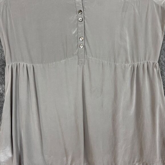 J JILL 100% Silk Tunic Top Dress Button Front Long Sleeve Pockets Round Neck, M - Picture 3 of 14